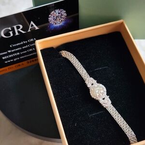 2ct Moissanite 18K Gold Plated 925 silver bracelet GRA